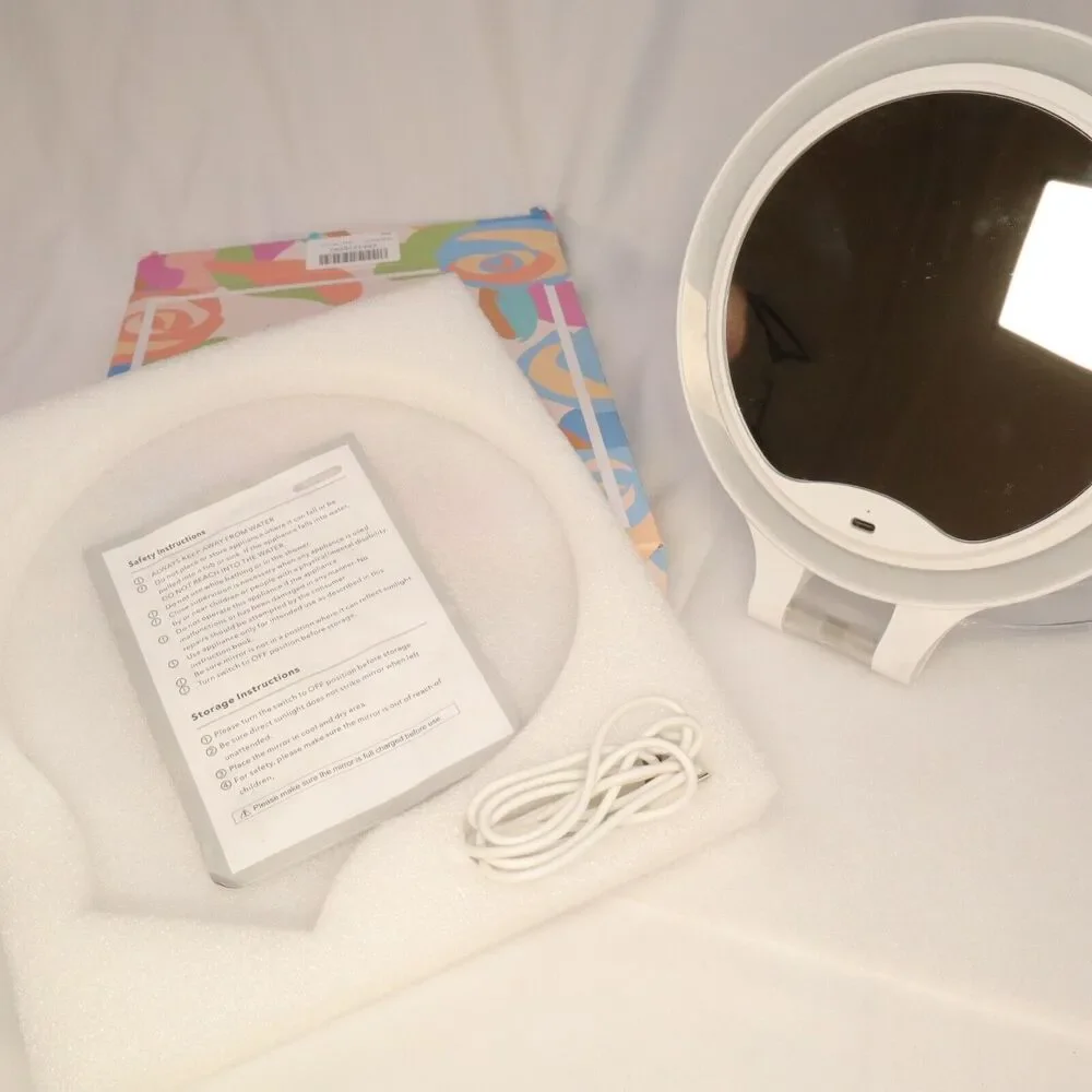 Mirror with Adjustable Color & Rotation 10X/1X Lighted Travel Makeup